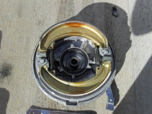 <vintage Honda twin leading shoe brakes>