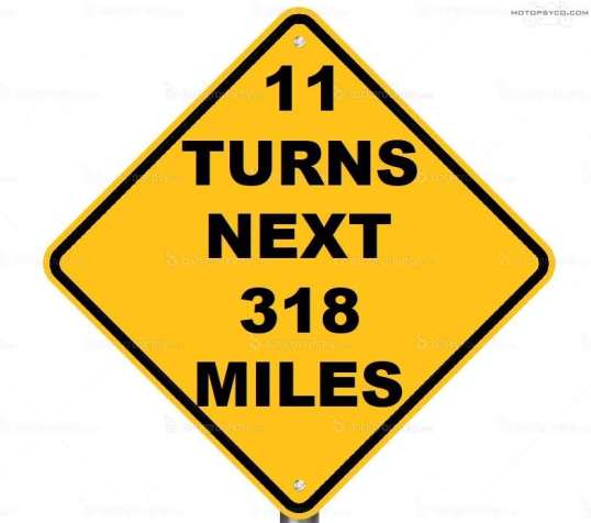 sign 11 turns 318 miles